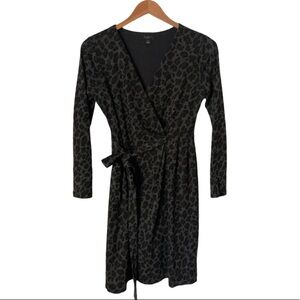 Ann Taylor Petite Cheetah Leopard Animal Front Faux Wrap Dress Size XSP